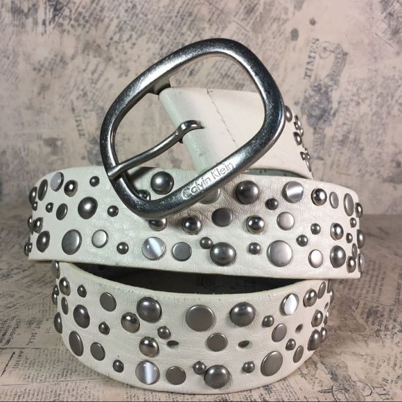 Calvin Klein Accessories - Calvin Klein white studded belt